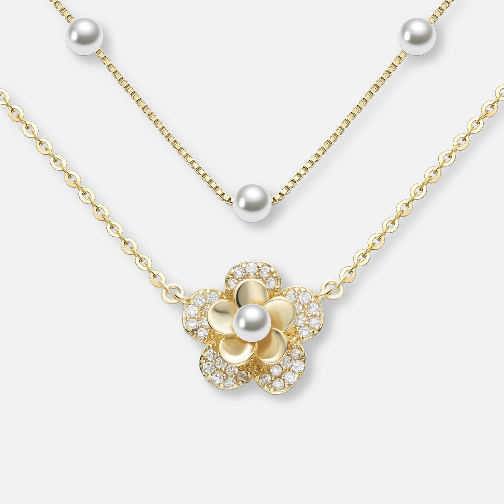 Marina | Gold-Plated Paul-marie Necklace with Pearls Edge